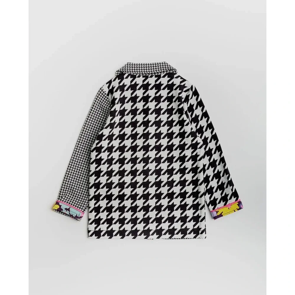 Kids Houndstooth‎ Blazer Fun Colorful Lining Bright Buttons Playful - Picture 2 of 2